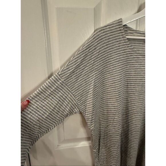 Eileen Fisher Soft Tencel Lyocell Gray & White Stripe Tunic Top sz L EUC - Picture 3 of 7